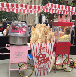 Popcorn and Candy Floss Carts at Fruits & Fountains Client Event